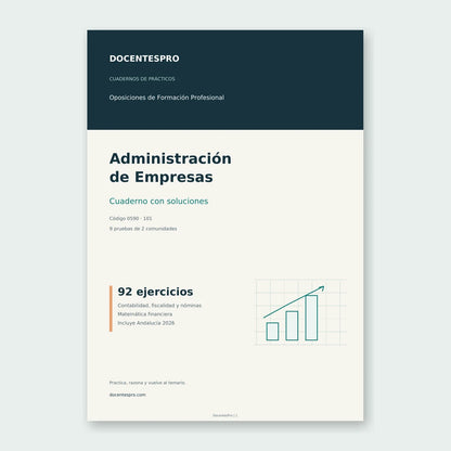 Cuaderno de supuestos prácticos de Administración de Empresas FP con soluciones: 92 ejercicios de contabilidad, fiscalidad, nóminas y matemática financiera.