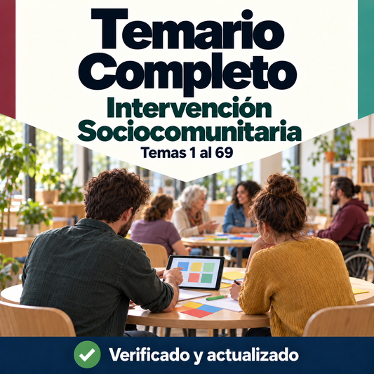 Temario de Intervención Sociocomunitaria FP, 69 temas; profesionales planificando actividades en un centro comunitario.