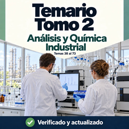 Tomo 2 de Análisis y Química Industrial FP, temas 38 al 73; profesionales revisando un análisis de laboratorio.